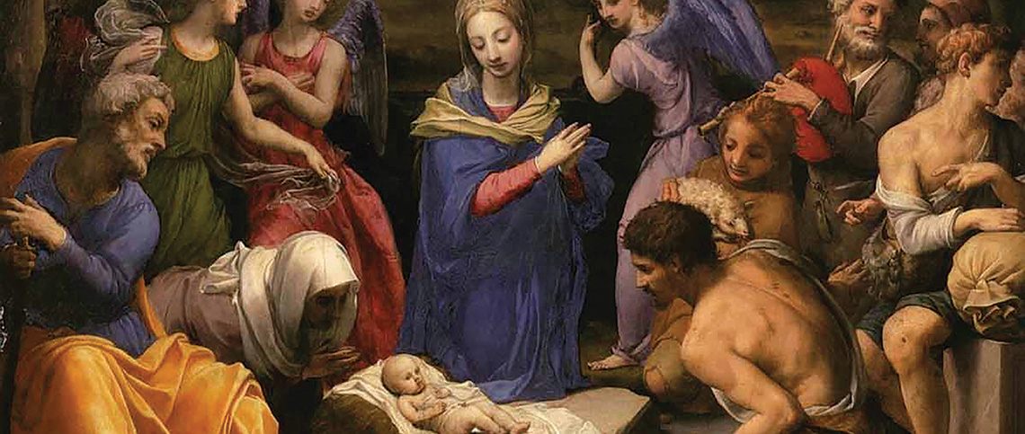 Kuvassa osa maalauksesta Adoration of the Shepherds, Bronzino