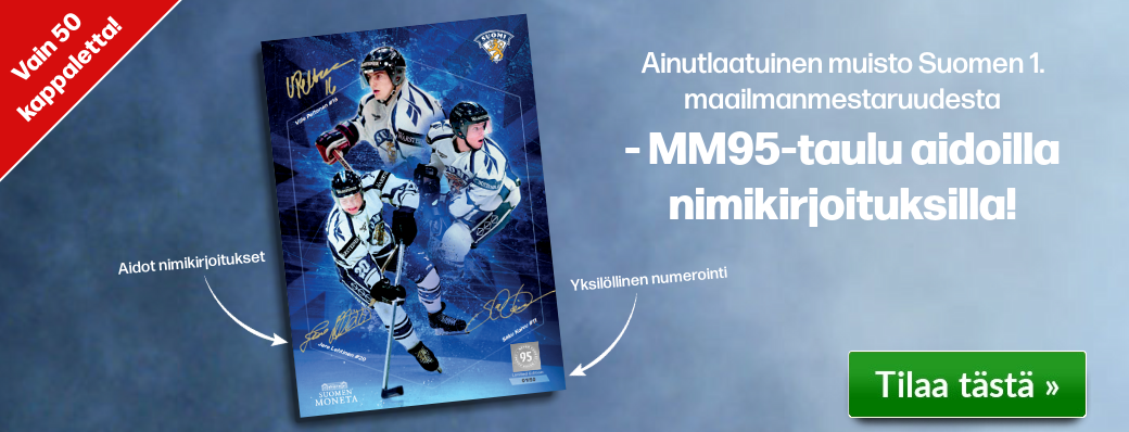 MM95-taulu aidoilla nimikirjoituksilla