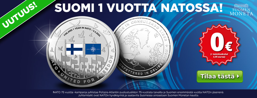 Juhlista Suomen NATO-jäsenyyden ensimmäistä vuosipäivää uutuusmitalilla!