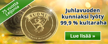 Tilaa 75 vuotta Leijonia -kultaraha tutustumishintaan 79 euroa! 