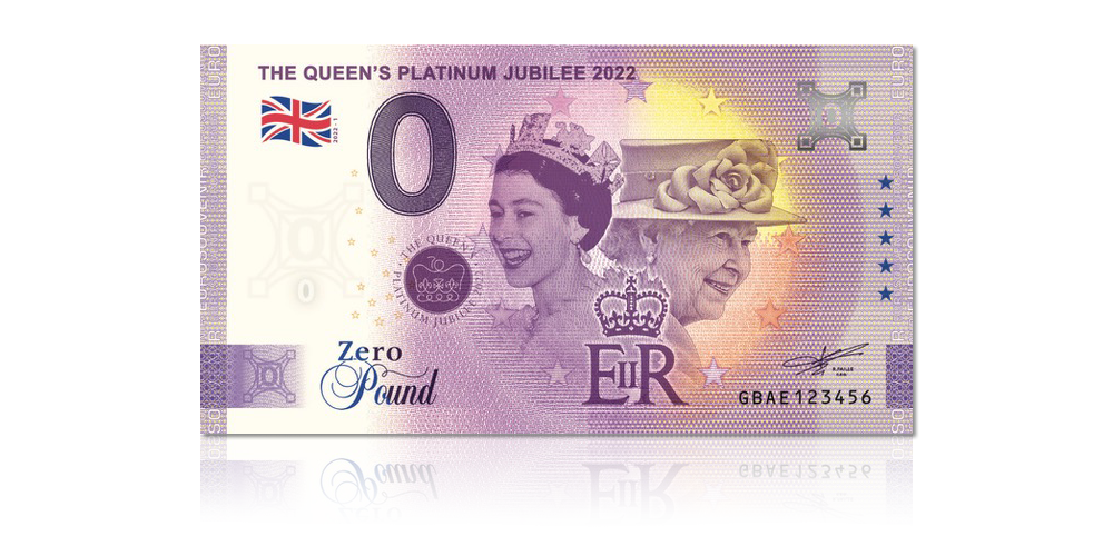 Kuningatar Elisabet II:n 70-vuotista valtaa muistava nollaseteli