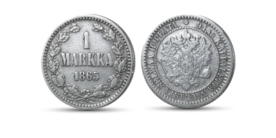 Suomen hopeamarkat -kokoelma 1 mk 1865