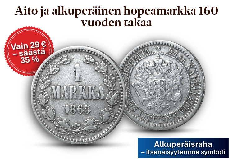 Suomen ensimm&auml;inen markka 1865