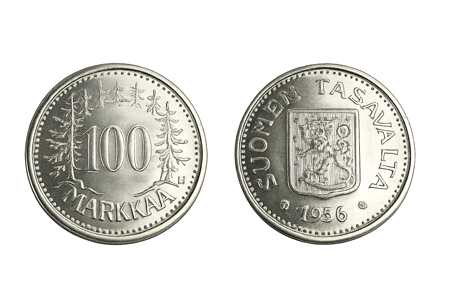   100 hopeamarkka vuodelta 1956