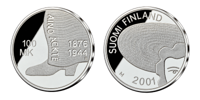 Suomen viimeinen 100 mk hopeinen juhlaraha 2001, Aino Ackte