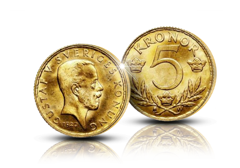 Ruotsin 5 kruunun kultaraha vuodelta 1920 Ruotsin 5 kruunun kultaraha vuodelta 1920