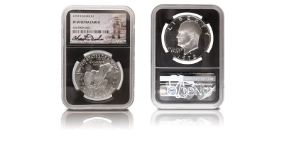 Eisenhower-dollari 1972, astronautti Charles Duken signeerauksella