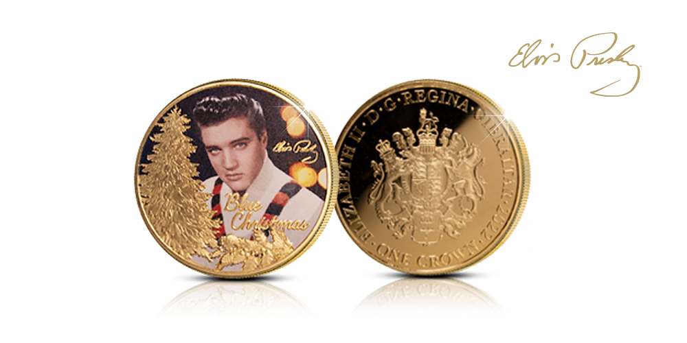Virallinen Fairmined-kullattu Elvis Presley™ Blue Christmas -raha Virallinen Fairmined-kullattu Elvis Presley™ Blue Christmas -raha
