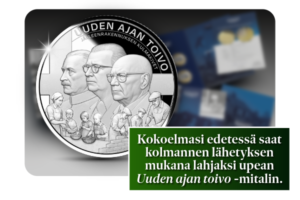 Kokoelmasi edetessä saat kolmannen lähetyksen mukana lahjaksi upean Uuden ajan toivo -mitalin.