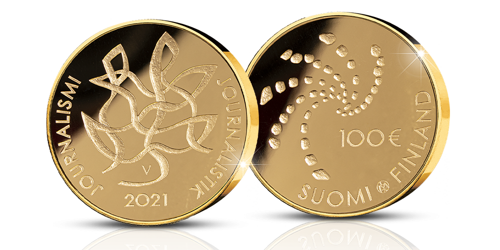 100 euron kultaraha kunnioittaa Suomen Journalistiliiton 100-vuotisjuhlavuotta 100 euron kultaraha kunnioittaa Suomen Journalistiliiton 100-vuotisjuhlavuotta