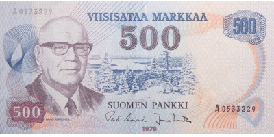 500 markan Kekkonen seteli vuodelta 1975