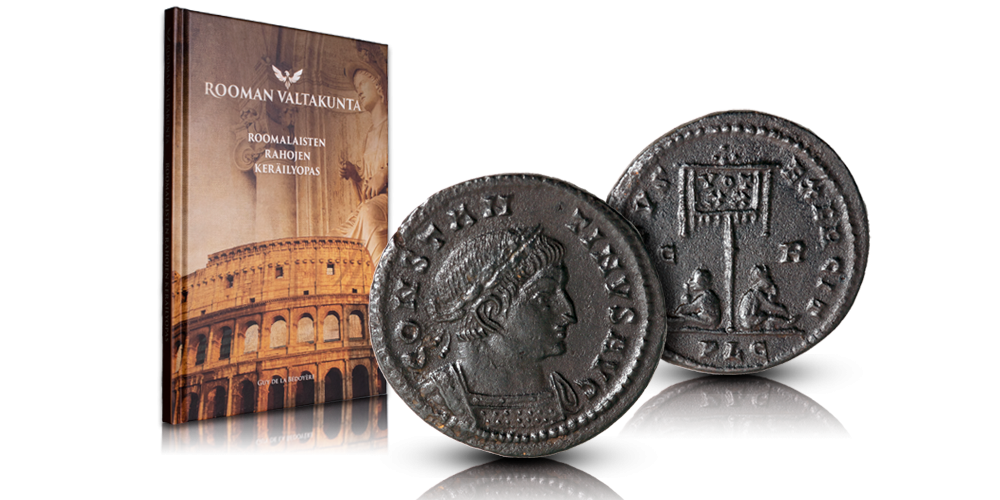 Konstantinus Suuren pronssifollis sekä Roomalaisten rahojen keräilyopas Konstantinus Suuren pronssifollis sekä Roomalaisten rahojen keräilyopas