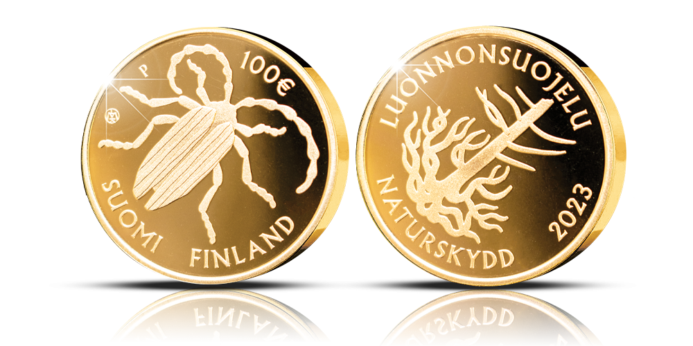 Suomen ensimmäinen luonnonsuojelulaki 1923 -kultaraha Suomen ensimmäinen luonnonsuojelulaki 1923 -kultaraha