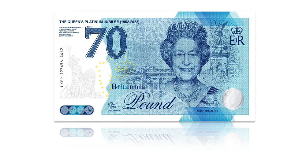 Kuningatar Elisabet II:n 70-vuotisjuhlaseteli 2022