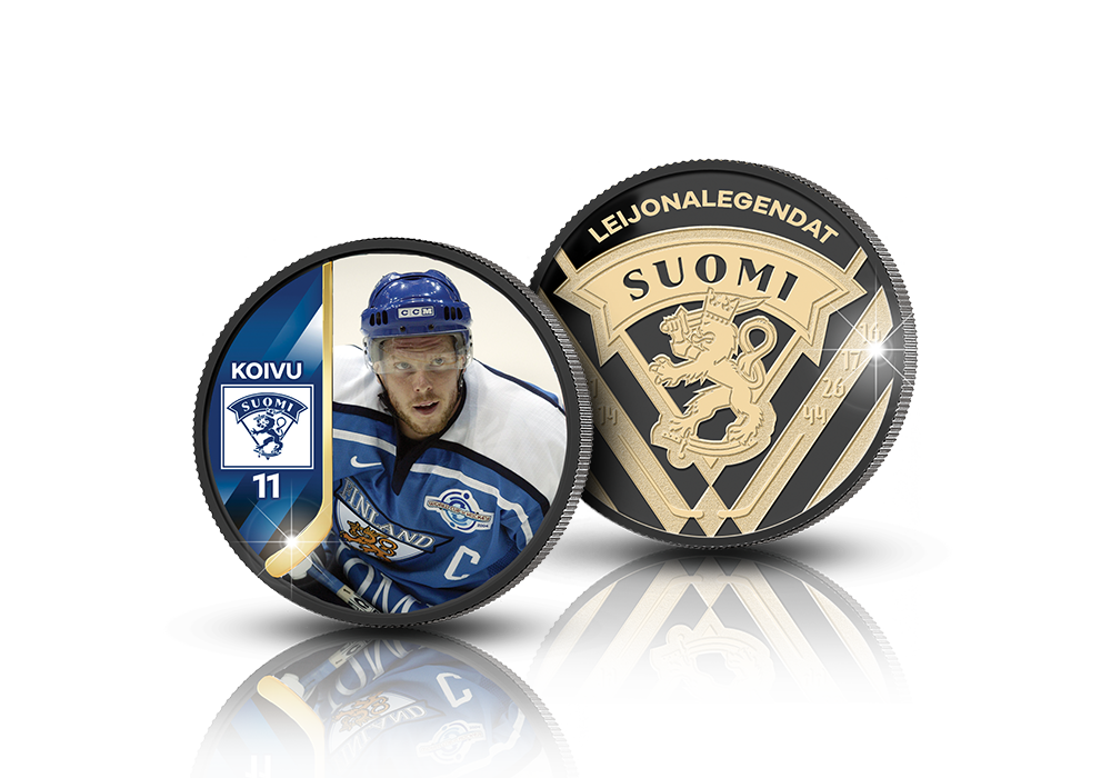 Kaikkien aikojen Leijona-kapteeni Saku Koivu keräilymitalissa