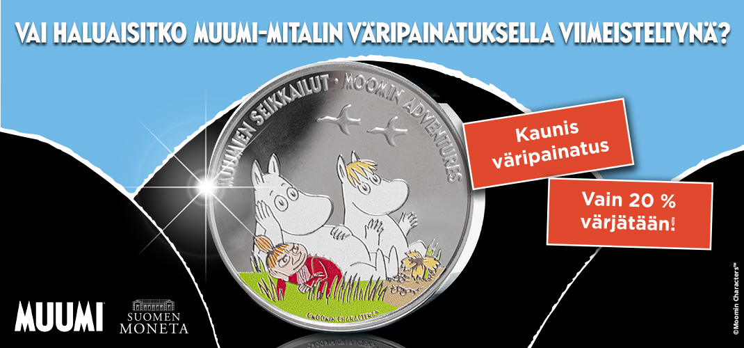   Muumien seikkailut osavärjätty mitali