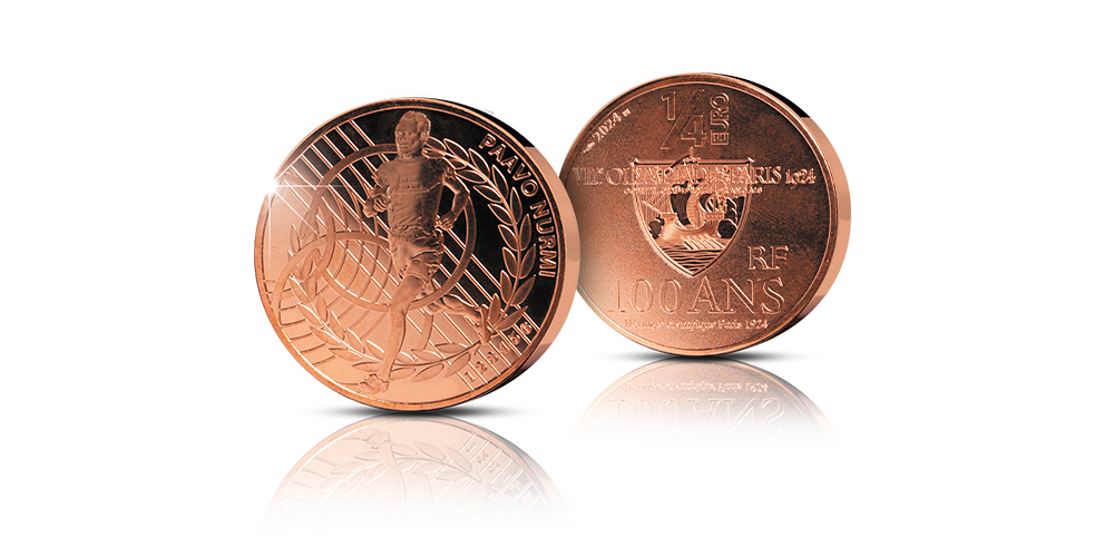 Paavo Nurmi 1/4 euro Pariisin olympialaiset 1924 -juhlaraha