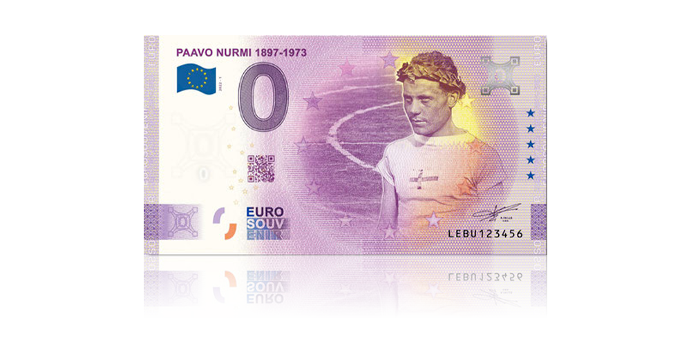 Paavo Nurmi 125 vuotta -nollaseteli Paavo Nurmi 125 vuotta -nollaseteli