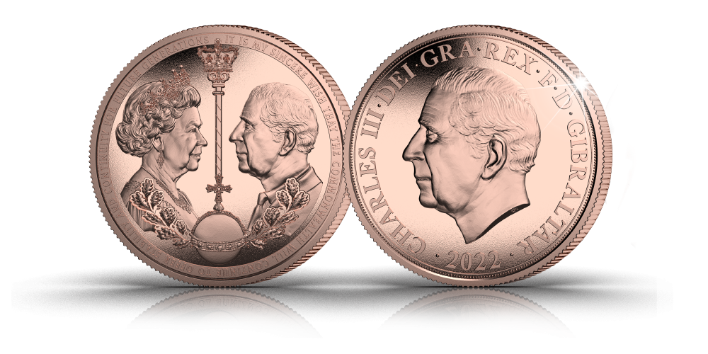 Upea Quarter Sovereign merkittävällä aiheella – Kruunun luovutus Elisabet II:lta Charles III:lle