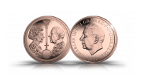 Upea Quarter Sovereign merkittävällä aiheella – Kruunun luovutus Elisabet II:lta Charles III:lle