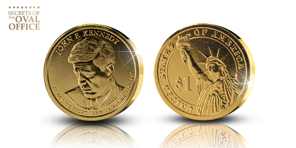 Secrets of the Oval Office -kokoelma, kullattu Kennedy-dollari Secrets of the Oval Office -kokoelma, kullattu Kennedy-dollari