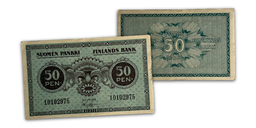 Aito h&auml;t&auml;seteli itsen&auml;isen Suomen ensihetkilt&auml;  