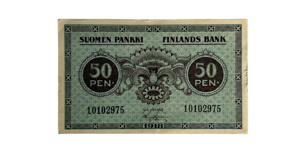 Aito h&auml;t&auml;seteli itsen&auml;isen Suomen ensihetkilt&auml;  