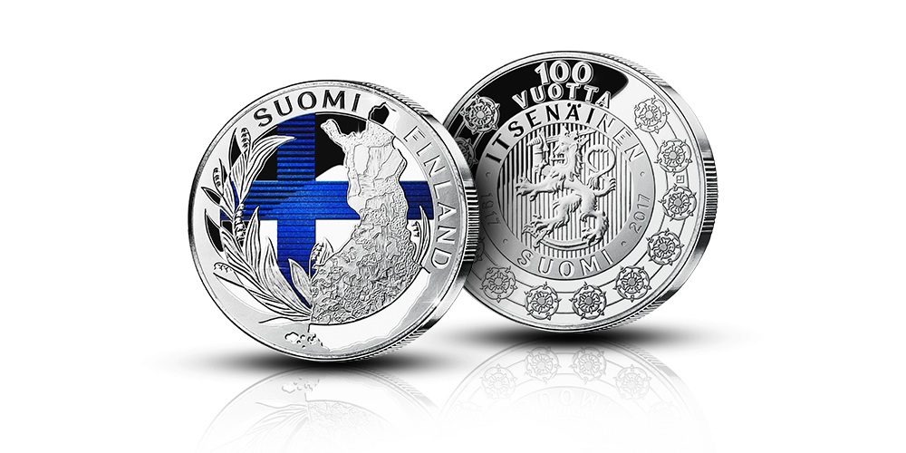 Siniristilippu juhlamitalissa Siniristilippu juhlamitalissa