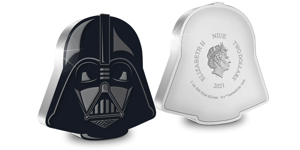 Näyttävä 1 unssin Darth Vader -muotoraha Näyttävä 1 unssin Darth Vader -muotoraha