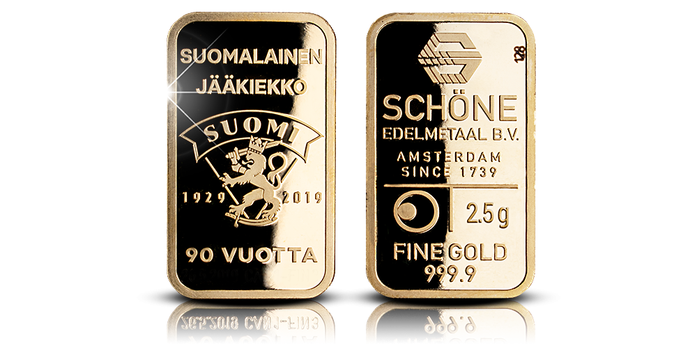 Kiekkoleijonat Suomalainen jääkiekko 90v. kultaharkko Kiekkoleijonat Suomalainen jääkiekko 90v. kultaharkko