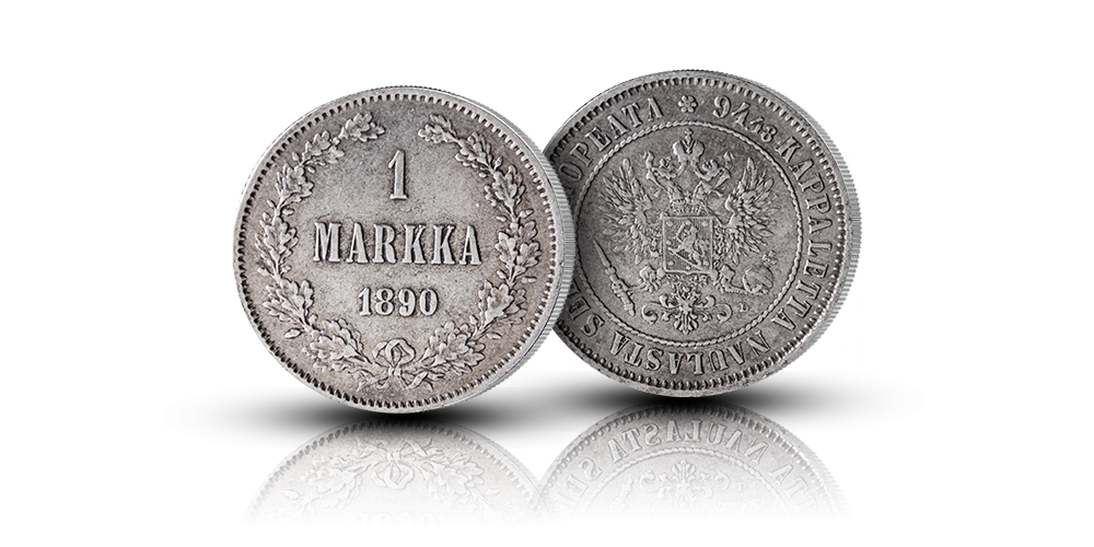 Suomen ensimmäinen hopeamarkka vuosilta 1865–1915 Suomen ensimmäinen hopeamarkka vuosilta 1865–1915