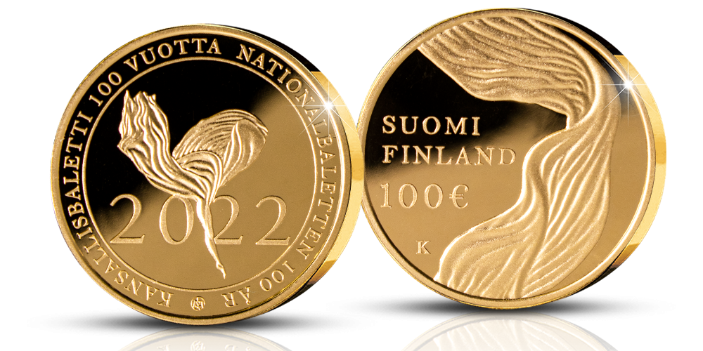 Suomen kansallisbaletti 100 vuotta -kultaraha 2022 Suomen kansallisbaletti 100 vuotta -kultaraha 2022