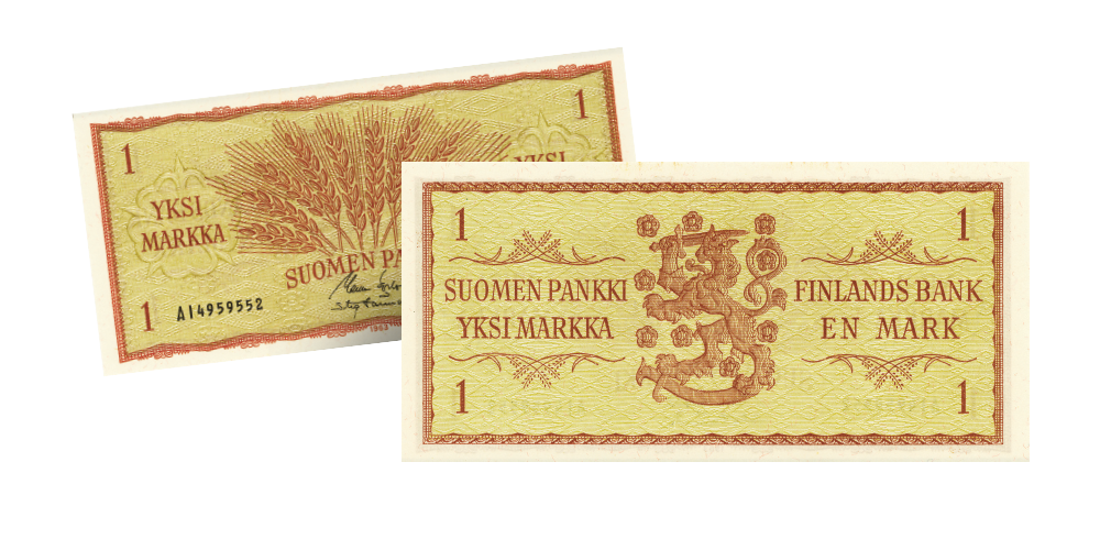 Suomen viimeinen setelimarkka vuodelta 1963