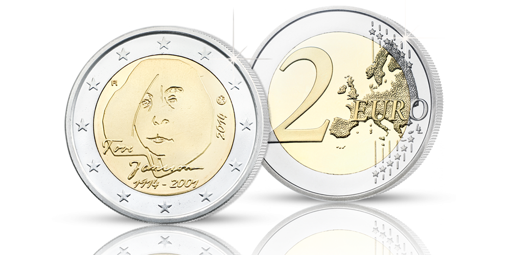 Tove Janssonia kunnioittava 2 euron erikoisraha Tove Janssonia kunnioittava 2 euron erikoisraha