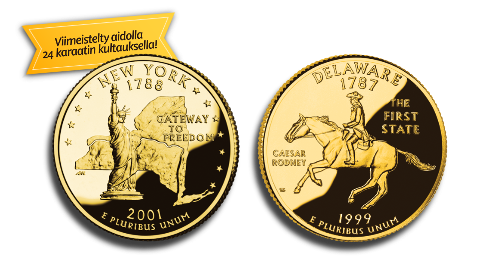 Kaikkien aikojen ensimm&auml;inen State Quarter nelj&auml;nnesdollari 50 % alennuksella