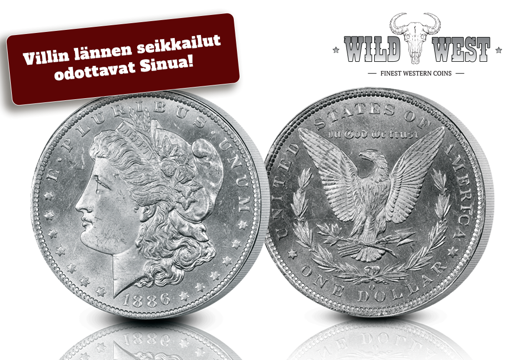 Morgan dollar on suuri 90 % hopeaa oleva käyttöraha Villin lännen ajalta Morgan dollar on suuri 90 % hopeaa oleva käyttöraha Villin lännen ajalta