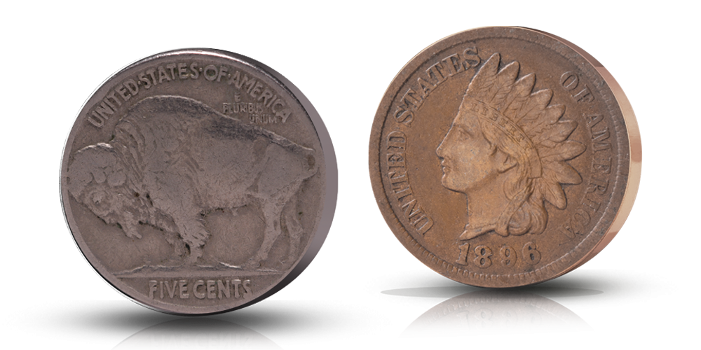Wild west: buffalo and indian coins Wild west: buffalo and indian coins